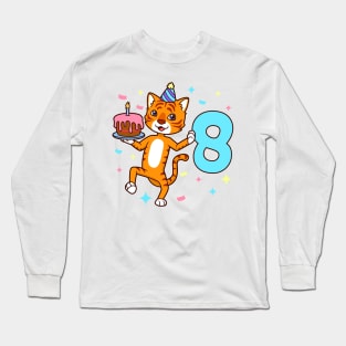 I am 8 with tiger - boy birthday 8 years old Long Sleeve T-Shirt